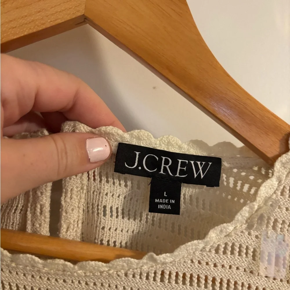 NWT J. CREW Crochet Shirt With Sequins Natural Cream Size Large